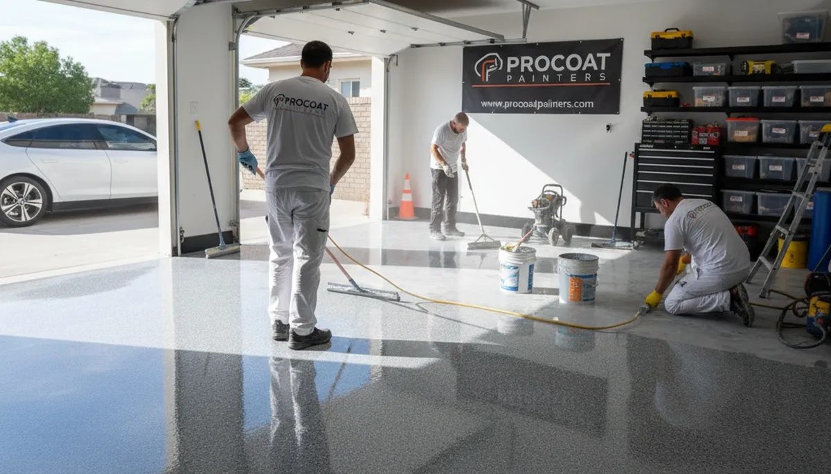 Professional epoxy garage floor coating in Plymouth MA by expert house painters